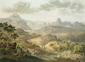 Vista cerca del pueblo de Asceriah, en Abisinia, grabada por Daniel Havell (1785-1826), 1809